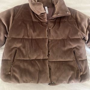 Alo Yoga Velour Ribbed Gold Rush Puffer Jacket